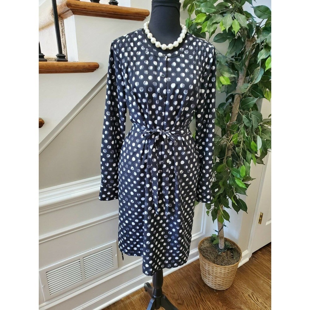 Merona Women's Black Polyester Henleyneck Long Sleeve Casual Knee Length Dress M